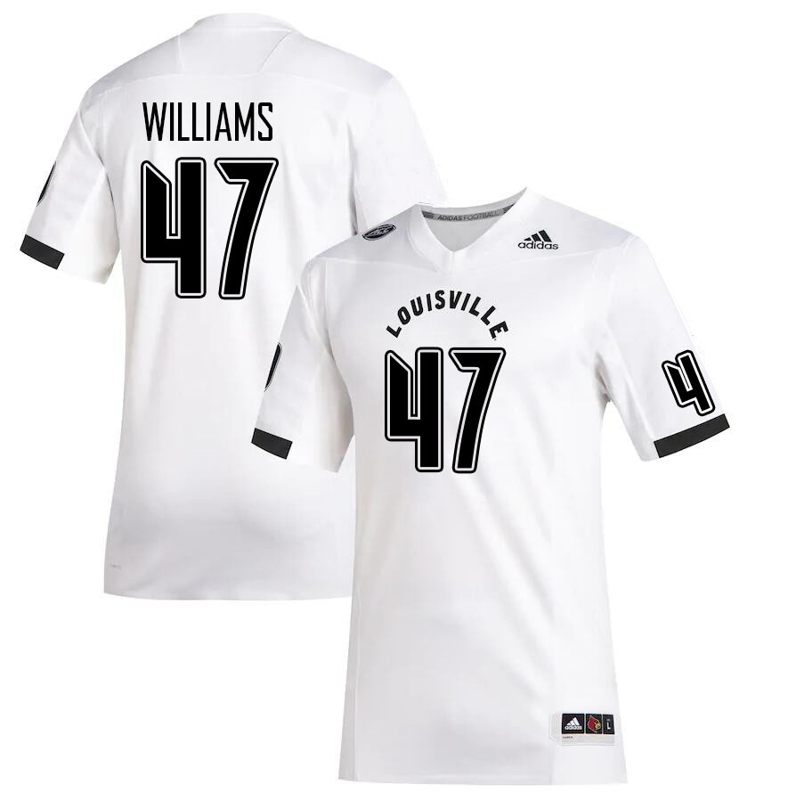 Men #47 Jaylen Williams Louisville Cardinals College Football Jerseys Stitched Sale-White - Click Image to Close
